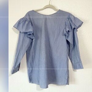 Zara Blue & White Stripped Blouse Size XS